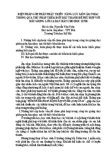 Sáng kiến kinh nghiệm Biện pháp góp phần phát triển năng lực môn Âm nhạc thông qua thủ pháp thêm bớt dấu thanh để phù hợp với dấu giọng lời ca dạy hát cho học sinh