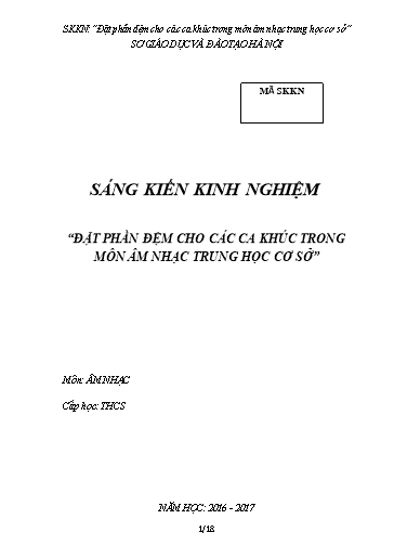 Sáng kiến kinh nghiệm Đặt phần đệm cho các ca khúc trong môn âm nhạc trung học cơ sở