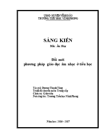 Sáng kiến kinh nghiệm Đổi mới phương pháp giáo dục âm nhạc ở tiểu học