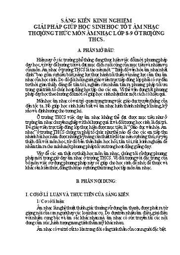 Sáng kiến kinh nghiệm Giải pháp giúp học sinh học tốt âm nhạc thường thức môn Âm nhạc lớp 8, 9 ở trường THCS