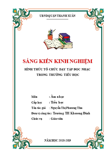 Sáng kiến kinh nghiệm Hình thức tổ chức dạy tập đọc nhạc trong trường Tiểu học