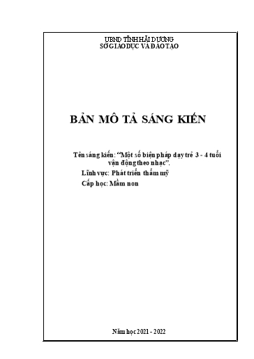 Sáng kiến kinh nghiệm Một số biện pháp dạy trẻ 3, 4 tuổi vận động theo nhạc