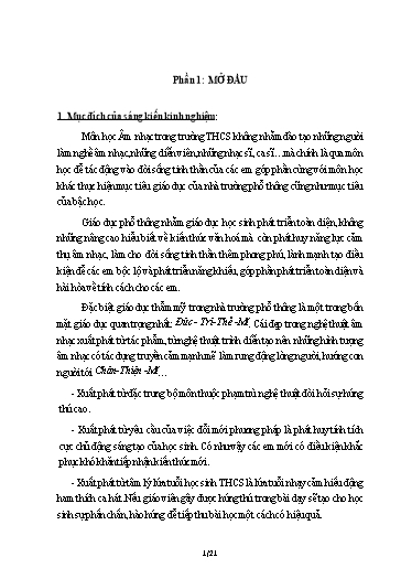 Sáng kiến kinh nghiệm Một số biện pháp giúp học sinh học tốt môn Âm nhạc ở Trường THCS