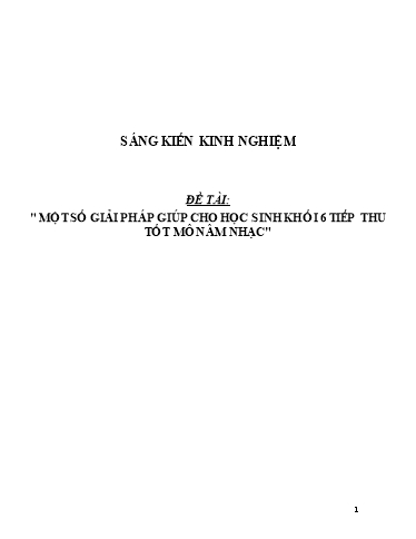 Sáng kiến kinh nghiệm Một số biện pháp giúp học sinh khối lớp 6 học tốt môn Âm nhạc - Trường THPT Vân Khánh