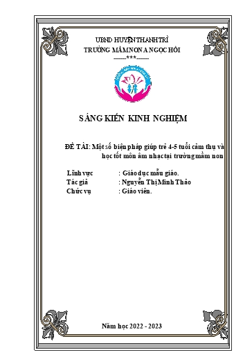 Sáng kiến kinh nghiệm Một số biện pháp giúp trẻ 4, 5 tuổi cảm thụ và học tốt môn âm nhạc tại trường mầm non