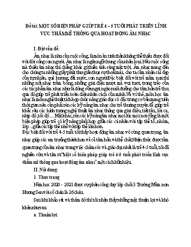 Sáng kiến kinh nghiệm Một số biện pháp giúp trẻ 4, 5 tuổi phát triển lĩnh vực thẩm mĩ thông qua hoạt động âm nhạc