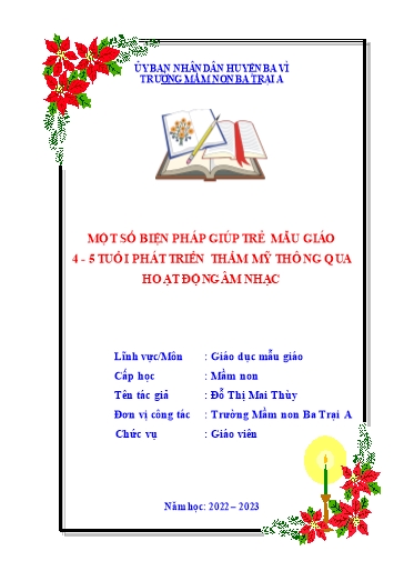 Sáng kiến kinh nghiệm Một số biện pháp giúp trẻ mẫu giáo 4, 5 tuổi phát triển thẩm mỹ thông qua hoạt động âm nhạc