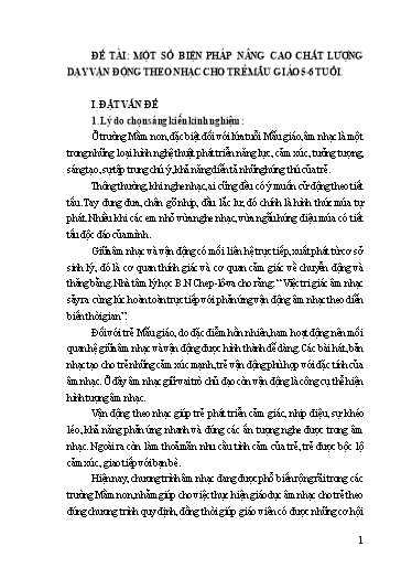Sáng kiến kinh nghiệm Một số biện pháp nâng cao chất lượng dạy vận động theo nhạc cho trẻ mẫu giáo 5, 6 tuổi