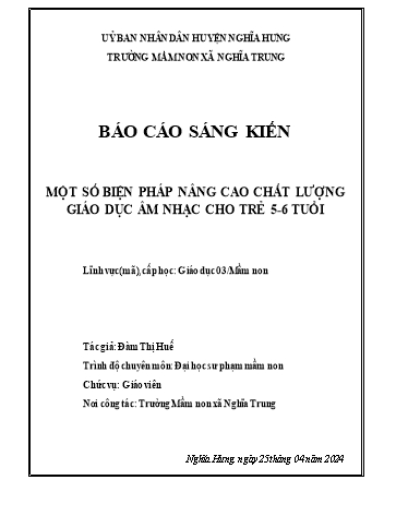 Sáng kiến kinh nghiệm Một số biện pháp nâng cao chất lượng giáo dục âm nhạc cho trẻ 5, 6 tuổi