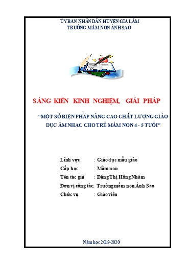 Sáng kiến kinh nghiệm Một số biện pháp nâng cao chất lượng giáo dục âm nhạc cho trẻ 4, 5 tuổi