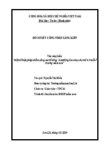 Sáng kiến kinh nghiệm Một số biện pháp nhằm nâng cao kĩ năng hoạt động âm nhạc cho trẻ 4, 5 tuổi ở trường mầm non