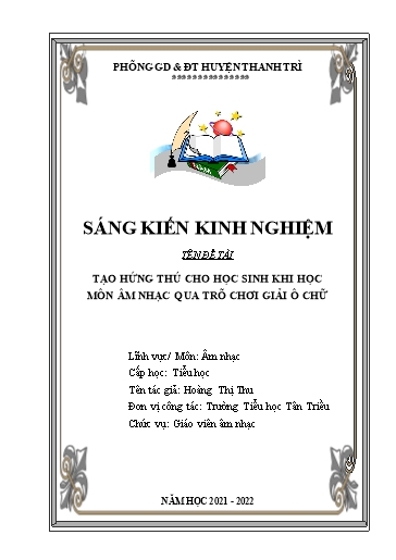 Sáng kiến kinh nghiệm Tạo hứng thú cho học sinh khi học môn Âm nhạc qua trò chơi giải ô chữ