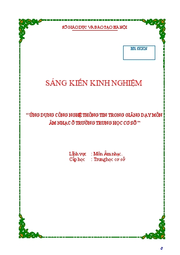 Sáng kiến kinh nghiệm Ứng dụng công nghệ thông tin trong giảng dạy môn Âm nhạc ở bậc THCS